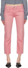 R13 Pink Boy Straight Jeans In Coral Stretch