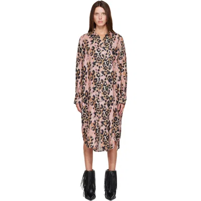 R13 Pink Jumbo Shirt Midi Dress