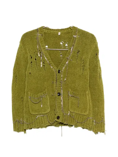 R13 Pins Chains Cardigan In Green