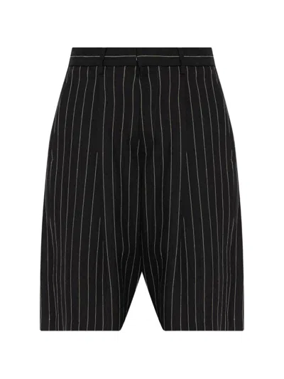 R13 Pinstripe Bermuda Shorts In Black