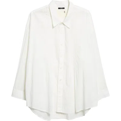 R13 Pintuck Drop Neck Button-up Shirt In White