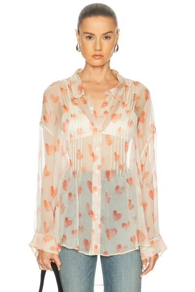 R13 Pintuck Drop Neck Shirt In Transparent