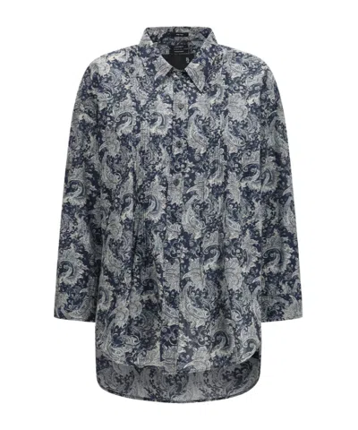 R13 Pintuck Oversized Printed Shirt In Gray
