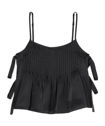 R13 Cropped Tie-detailed Pintucked Silk-charmeuse Camisole In Black