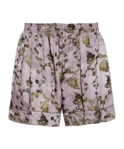 R13 Pj Short With Piping Purple Floral In Multi