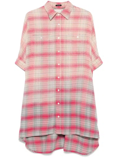 R13 Plaid-check Day Dress In Bleached Out Pink/gr