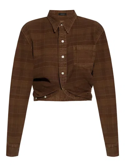 R13 Plaid Cotton Shirt In Brown