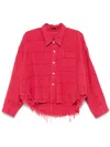 R13 Pink Drop Neck Cropped Shirt In 红色