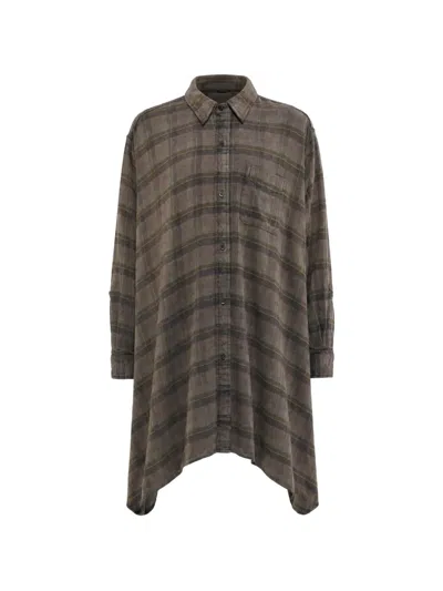 R13 Plaid Draped Shirt In Brown