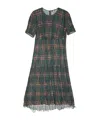 R13 Green Check Midi Dress In Gray