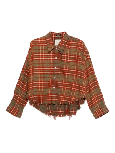 R13 Plaid Frayed-hem Shirt