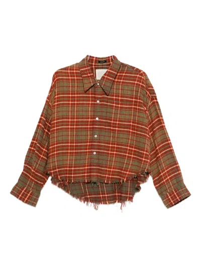R13 PLAID FRAYED-HEM SHIRT