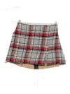 R13 Plaid Frayed Mini Skirt In Multi