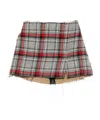 R13 Plaid Frayed Mini Skirt In Gray