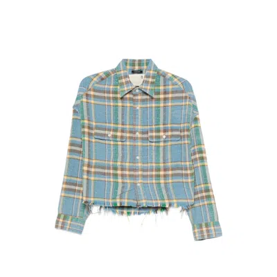 R13 Plaid Frayed Shirt In Multi