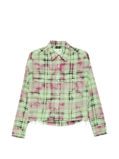 R13 Plaid Frayed Shirt In Multi