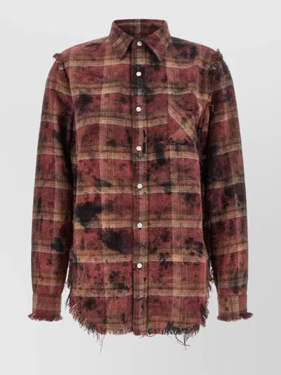 R13 Plaid Fringe Shirt Jacket Chest Pocket In Multi