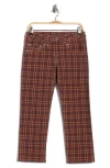 R13 Plaid High Waist Ankle Straight Leg Jeans In Burgundy