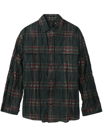 R13 Plaid Long-sleeve Shirt In Green