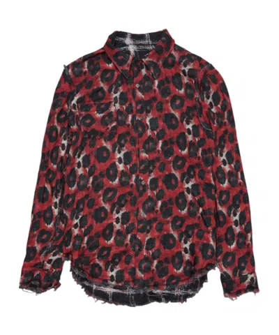 R13 Plaid Long-sleeved Shirt In Red