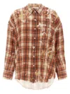R13 Shredded-seam Drop-neck Shirt In Multicolor