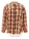 R13 Plaid Motif Shirt With Crinkled Texture In Multi