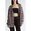 R13 Mohair Boyfriend Cardigan Multi Mohair Plaid In Brown//orange