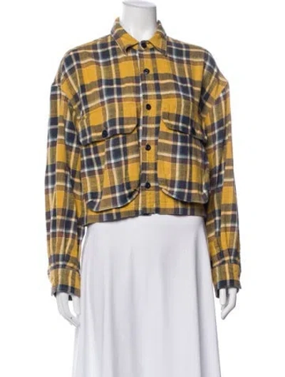 Pre-owned R13 Plaid Print Biker Jacket In Yellow