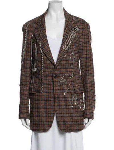 Pre-owned R13 Plaid Print Blazer In Brown
