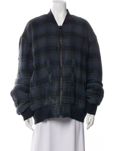 Pre-owned R13 Plaid Print Bomber Jacket In Blue