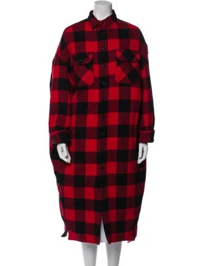 Pre-owned R13 Plaid Print Coat In Red