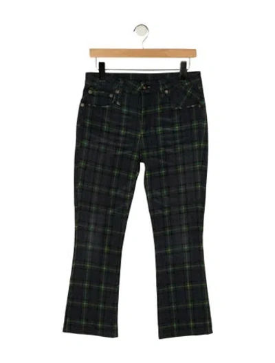 Pre-owned R13 Plaid Print Flared Pants In Black