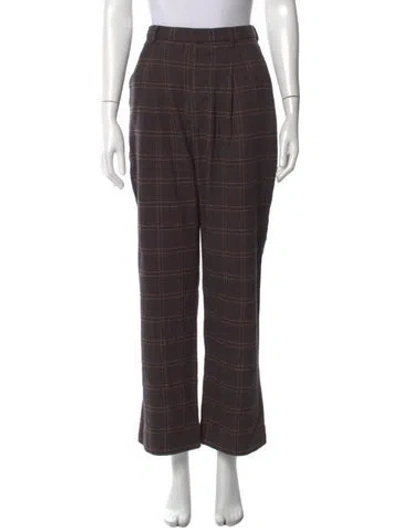 Pre-owned R13 Plaid Print Flared Pants In Brown