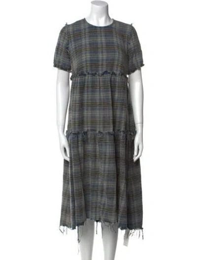 Pre-owned R13 Plaid Print Knee-length Dress In Blue