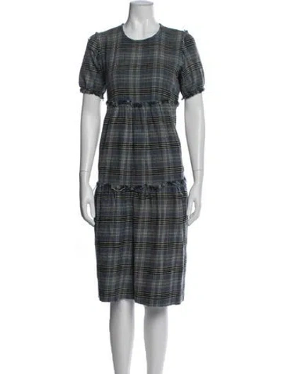 Pre-owned R13 Plaid Print Knee-length Dress In Blue