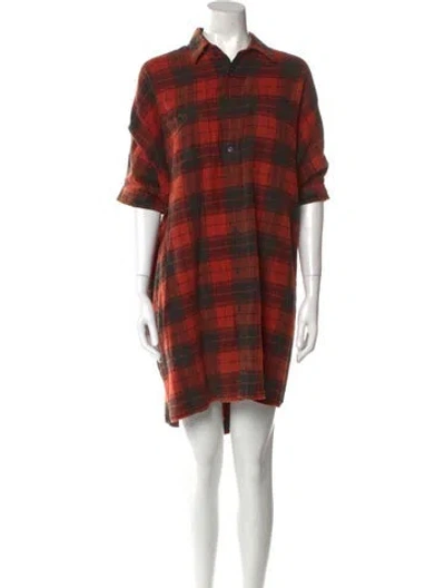Pre-owned R13 Plaid Print Knee-length Dress In Gold