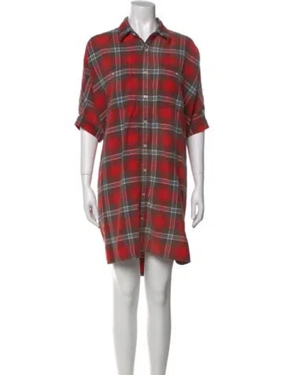 Pre-owned R13 Plaid Print Knee-length Dress In Red