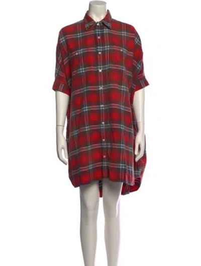 Pre-owned R13 Plaid Print Knee-length Dress In Red