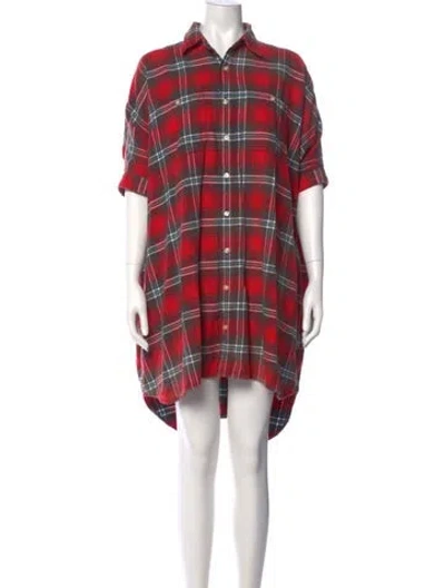 Pre-owned R13 Plaid Print Knee-length Dress In Red