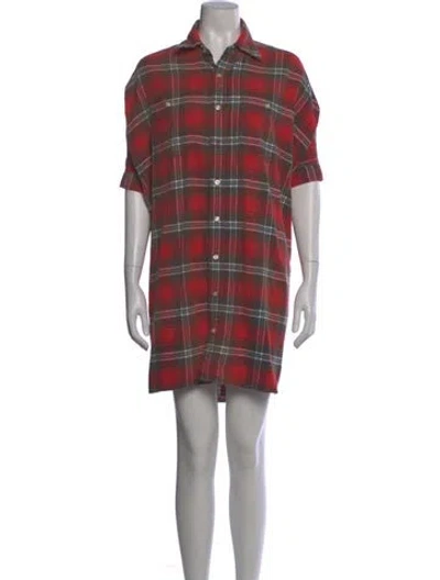 Pre-owned R13 Plaid Print Knee-length Dress In Red
