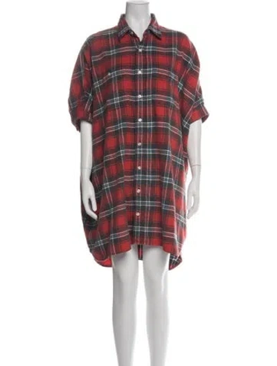 Pre-owned R13 Plaid Print Knee-length Dress In Red