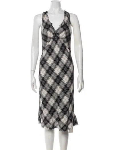 Pre-owned R13 Plaid Print Long Dress In Grey