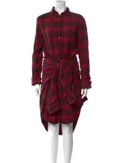 Pre-owned R13 Plaid Print Long Dress In Red