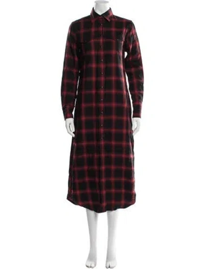 Pre-owned R13 Plaid Print Long Dress In Red