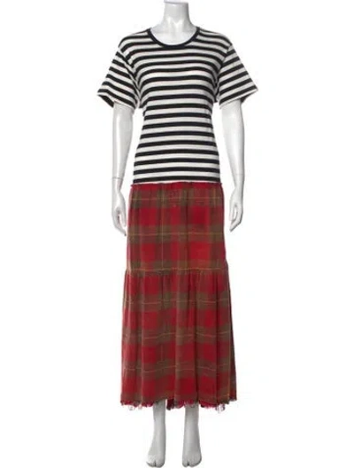 Pre-owned R13 Plaid Print Long Dress In Red