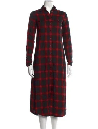 Pre-owned R13 Plaid Print Long Dress W/ Tags In Red