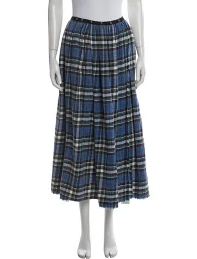 Pre-owned R13 Plaid Print Long Skirt In Blue