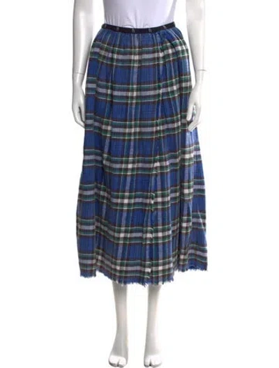 Pre-owned R13 Plaid Print Long Skirt In Blue