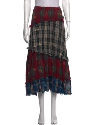 Pre-owned R13 Plaid Print Long Skirt In Red