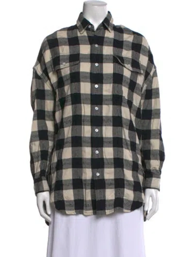 Pre-owned R13 Plaid Print Long Sleeve Button-up Top In Black